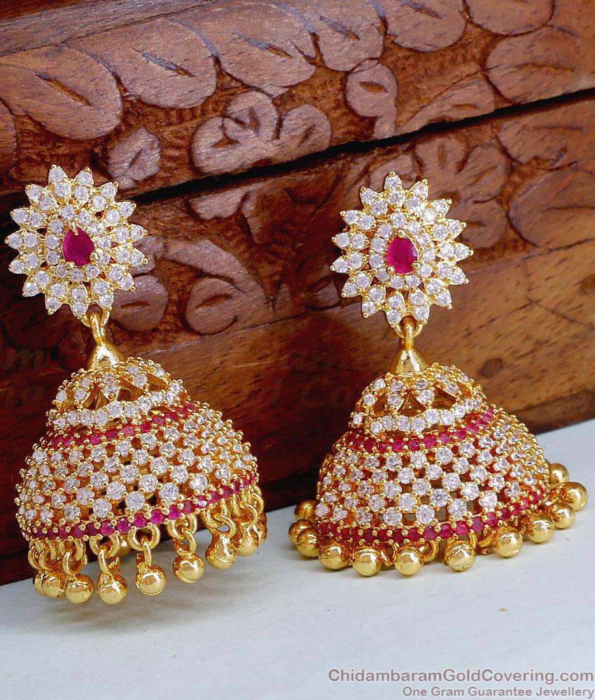 Big Ad Stone Bridal Jhumki Earring Design For Engagement ER4960 Big Ad Stone Bridal Jhumki Earring Design For Engagement ER4960
