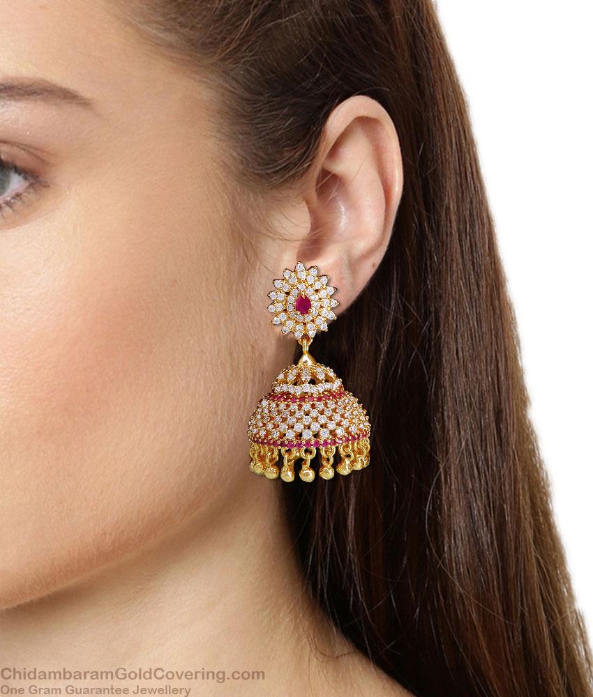 Big Ad Stone Bridal Jhumki Earring Design For Engagement ER4960 Big Ad Stone Bridal Jhumki Earring Design For Engagement ER4960