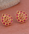 Full Ruby Stone Leaf Design Gold Imitation Stud Earring ER4963 Full Ruby Stone Leaf Design Gold Imitation Stud Earring ER4963