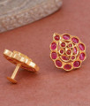 Full Ruby Stone Leaf Design Gold Imitation Stud Earring ER4963 Full Ruby Stone Leaf Design Gold Imitation Stud Earring ER4963