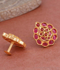 Full Ruby Stone Leaf Design Gold Imitation Stud Earring ER4963 Full Ruby Stone Leaf Design Gold Imitation Stud Earring ER4963