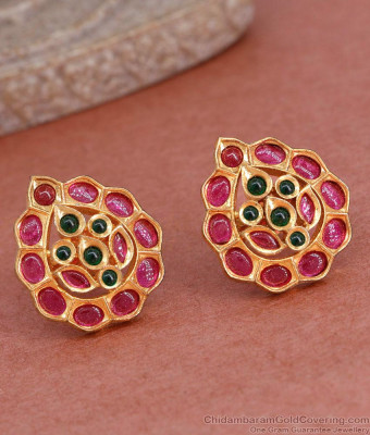 Latest Screw Back 1 Gram Gold Stone Studs For Women ER4964