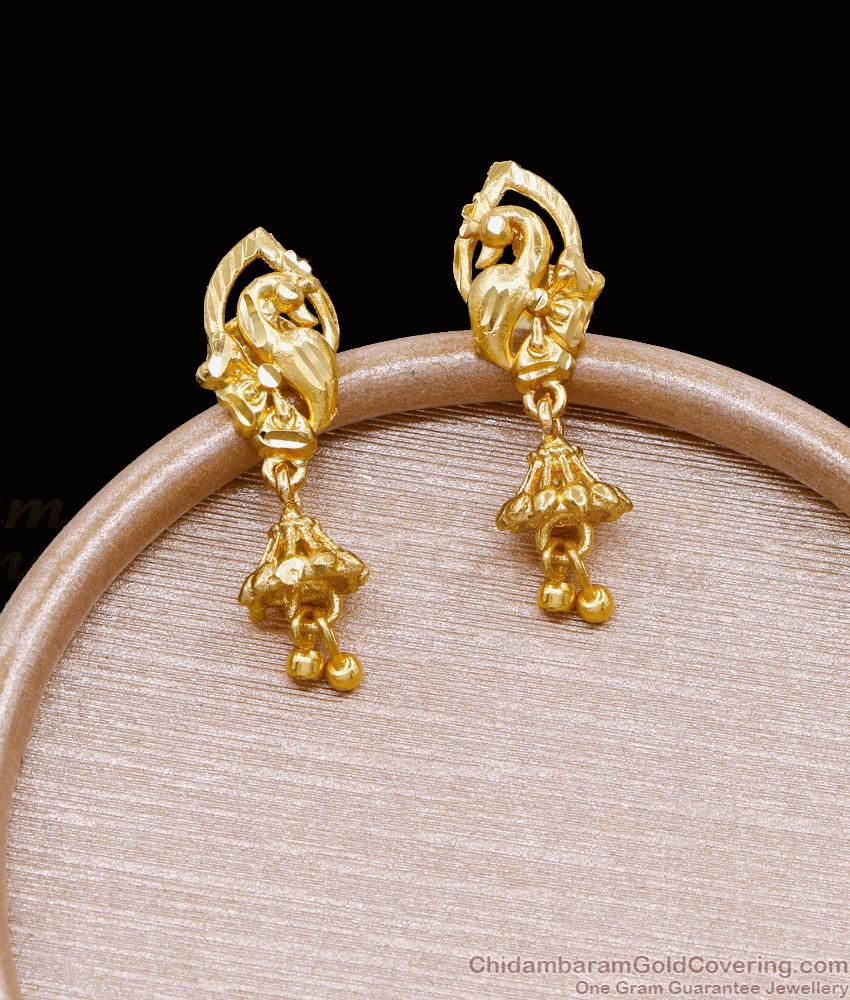 Latest Forming Gold Peacock Design Jhumki For Women ER4968 Latest Forming Gold Peacock Design Jhumki For Women ER4968