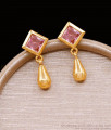 Stylish Pink Gemstone 1 Gram Gold Stud Earring For Girls ER4972 Stylish Pink Gemstone 1 Gram Gold Stud Earring For Girls ER4972