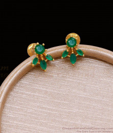Light Weight Micro Gold Plated Emerald Stone Stud Earring ER4973