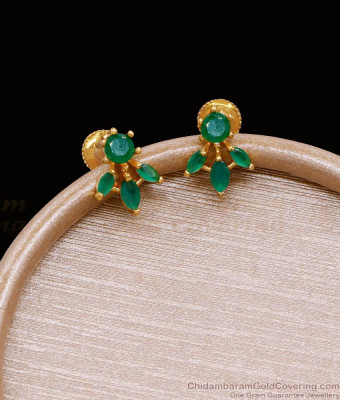 Light Weight Micro Gold Plated Emerald Stone Stud Earring ER4973