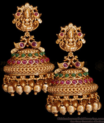 Bollywood Fashion Nagas Jhumki Lakshmi Peacock Earring Temple Jewelry ER4998