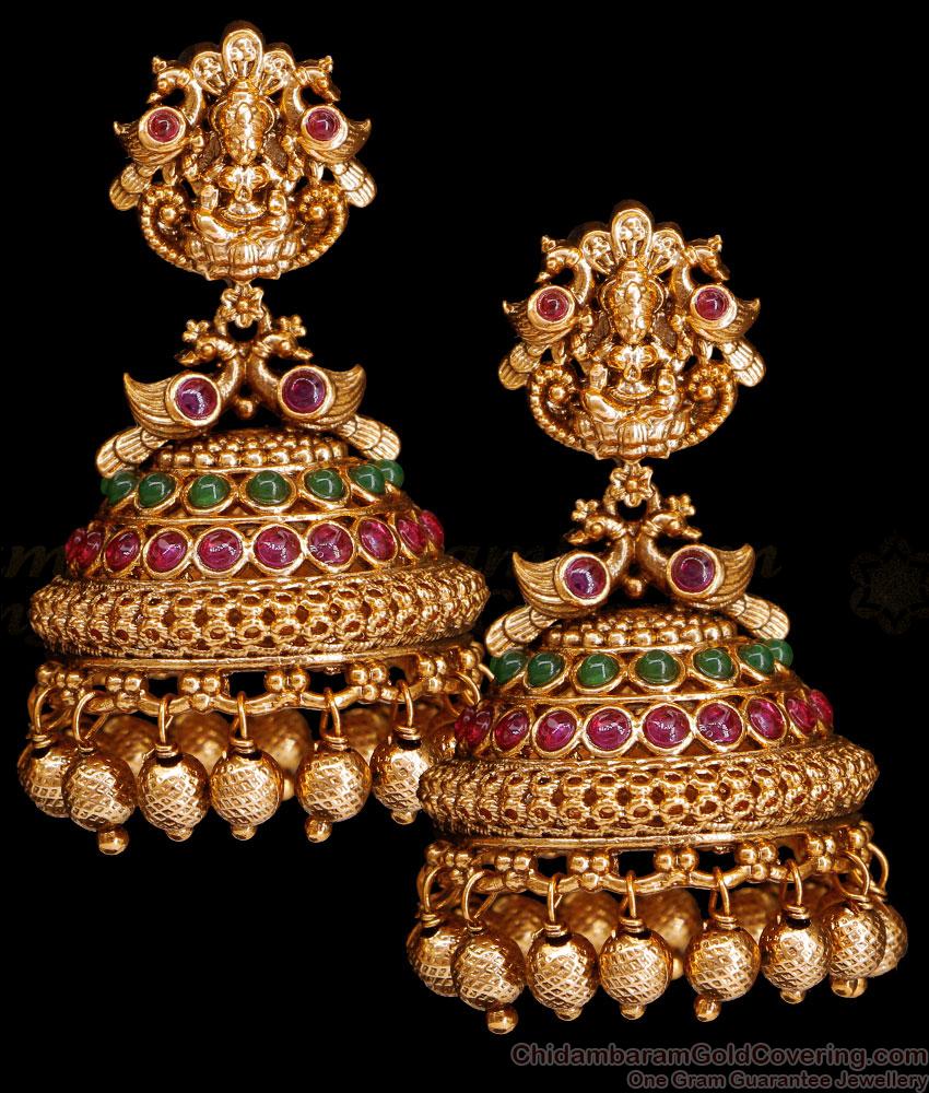 Bollywood Fashion Nagas Jhumki Lakshmi Peacock Earring Temple Jewelry ER4998 Bollywood Fashion Nagas Jhumki Lakshmi Peacock Earring Temple Jewelry ER4998