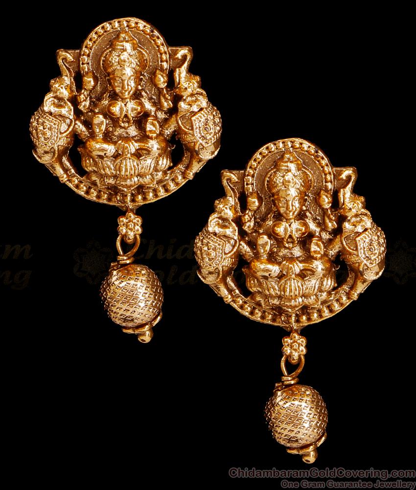 New Arrival Plain Antique Gold Earring Gajalakshmi Design Shop Online ER4999 New Arrival Plain Antique Gold Earring Gajalakshmi Design Shop Online ER4999