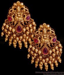 Beautiful Ruby Kemp Stone Antique Earring Multi Layer Beads Design ER5002