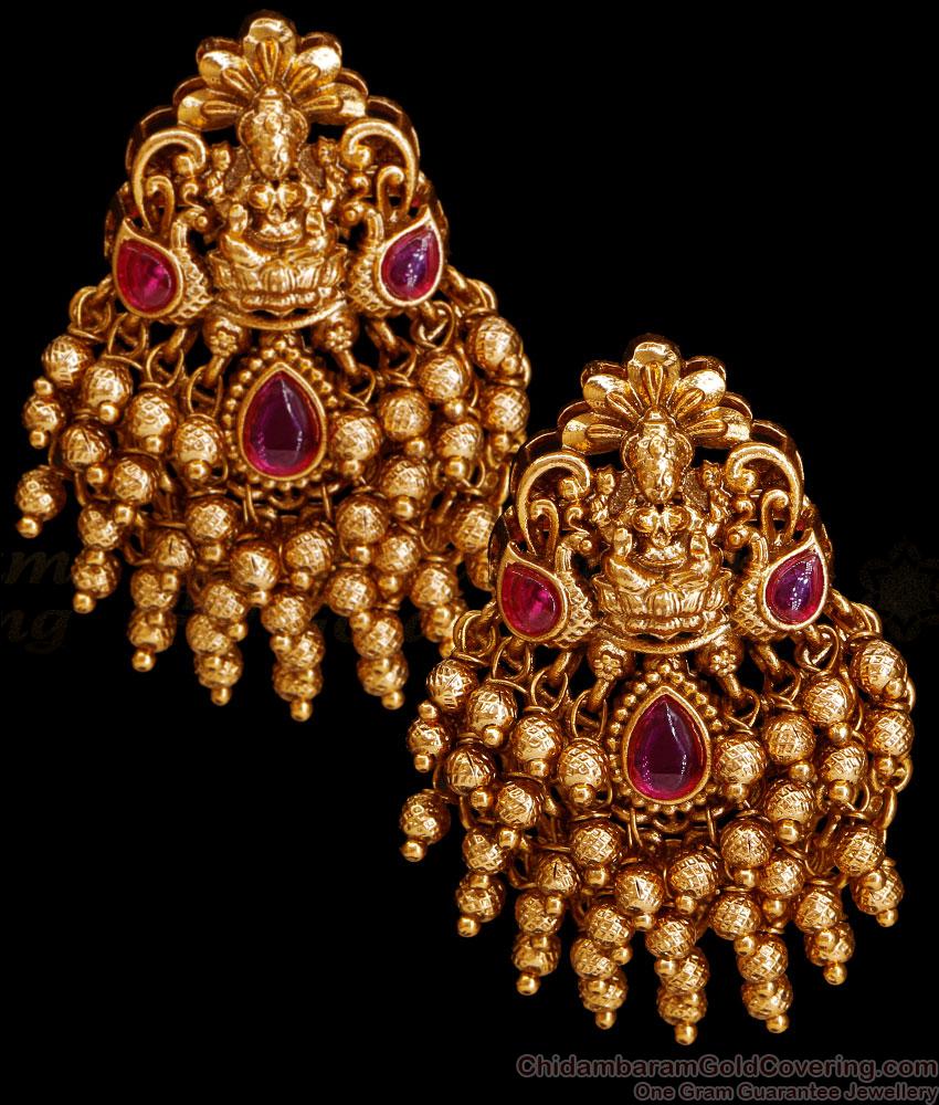 Beautiful Ruby Kemp Stone Antique Earring Multi Layer Beads Design ER5002 Beautiful Ruby Kemp Stone Antique Earring Multi Layer Beads Design ER5002