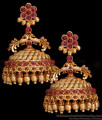Bridal Ruby Kemp Stone Peacock Design Antique Jhumkas For Women ER5005 Bridal Ruby Kemp Stone Peacock Design Antique Jhumkas For Women ER5005