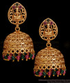 Antique Lakshmi Jhumki Earring Hanging Ruby Green Crystals Design ER5006 Antique Lakshmi Jhumki Earring Hanging Ruby Green Crystals Design ER5006