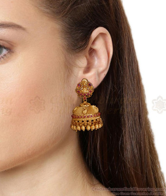 Buy Handcrafted Matt Finish Antique Jhumki Earring Peacock Design ER5008