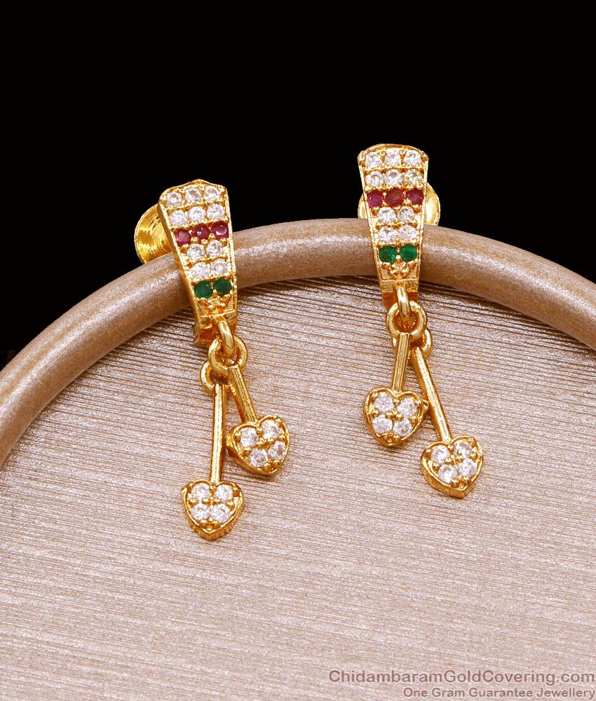 Attractive Multi Stone Heart Shaped Earring Dangler Collections ER5013 Attractive Multi Stone Heart Shaped Earring Dangler Collections ER5013