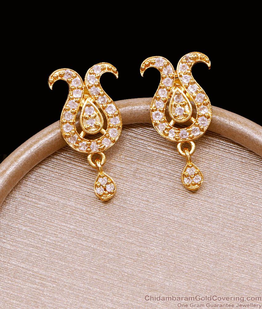 Beautiful Floral Design White Stone Stud Earring Shop Online ER5014 Beautiful Floral Design White Stone Stud Earring Shop Online ER5014