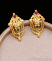 Traditional Gold Covering Lakshmi Design Stud Earring With Stone ER5018 Traditional Gold Covering Lakshmi Design Stud Earring With Stone ER5018