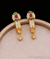 Regular Use Gold Imitation Stud Earring J Shaped Multi Stone Design ER5020 Regular Use Gold Imitation Stud Earring J Shaped Multi Stone Design ER5020