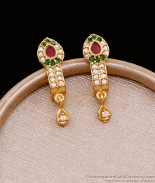 Regular Use Gold Imitation Stud Earring J Shaped Multi Stone Design ER5020