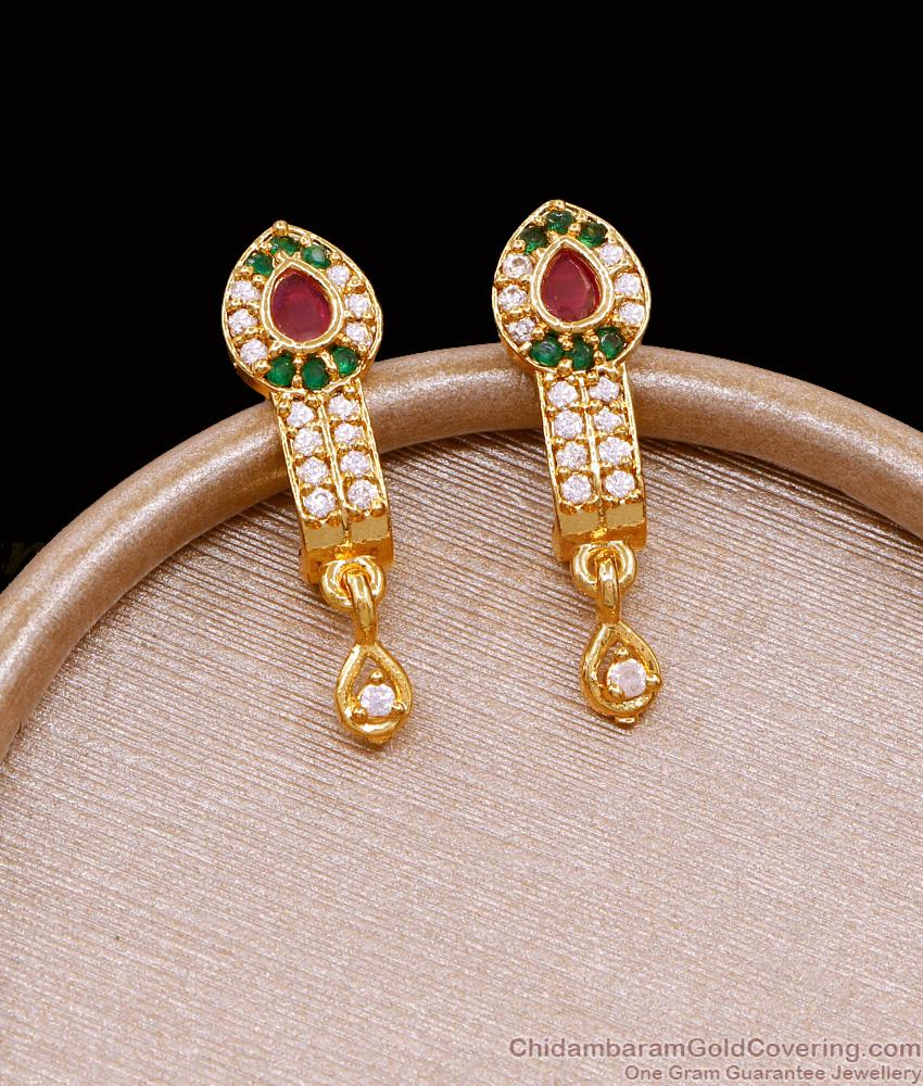 Regular Use Gold Imitation Stud Earring J Shaped Multi Stone Design ER5020 Regular Use Gold Imitation Stud Earring J Shaped Multi Stone Design ER5020