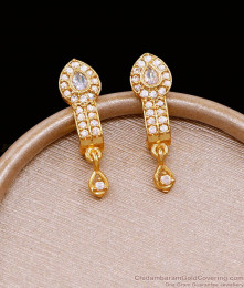 Full White Stone J Shaped Gold Plated Earring For Women ER5021