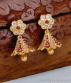 Trendy Ruby White Stone Gold Plated Jhumki Floral Design Online ER5030 Trendy Ruby White Stone Gold Plated Jhumki Floral Design Online ER5030