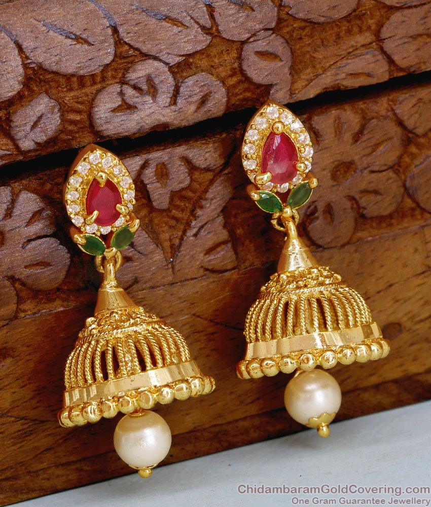New Model Bell Type Gold Plated Jhumki Earring With Pearls ER5034 New Model Bell Type Gold Plated Jhumki Earring With Pearls ER5034