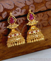 Traditional Real Gold Tone Jhumki Earring With Stone For Wedding ER5036 Traditional Real Gold Tone Jhumki Earring With Stone For Wedding ER5036