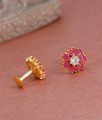 Latest Screw Type Gold Plated Ruby Stone Stud Earring Online ER5040 Latest Screw Type Gold Plated Ruby Stone Stud Earring Online ER5040
