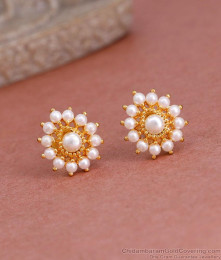 Beautiful Kerala Pattern Gold Plated Pearl Stud Earring Online ER5042
