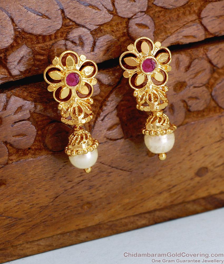Regular Use Gold Plated Jhumki Earring With Pearls ER5043 Regular Use Gold Plated Jhumki Earring With Pearls ER5043