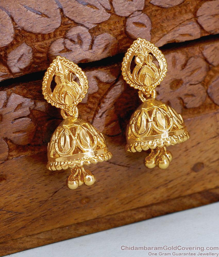 Plain One Gram Gold Jhumka Designs For Women ER5044 Plain One Gram Gold Jhumka Designs For Women ER5044