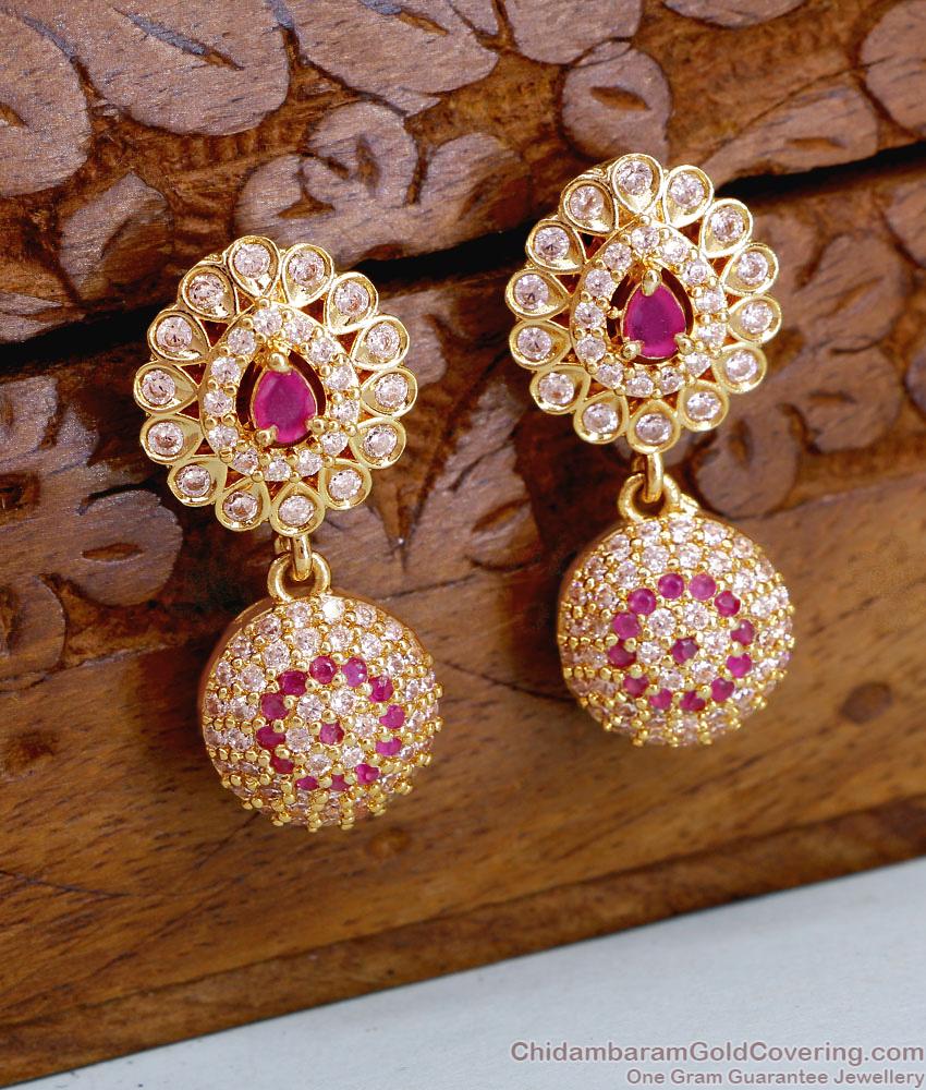 New Arrival Ball Type CZ Ruby White Stone Earring Online ER5046 New Arrival Ball Type CZ Ruby White Stone Earring Online ER5046