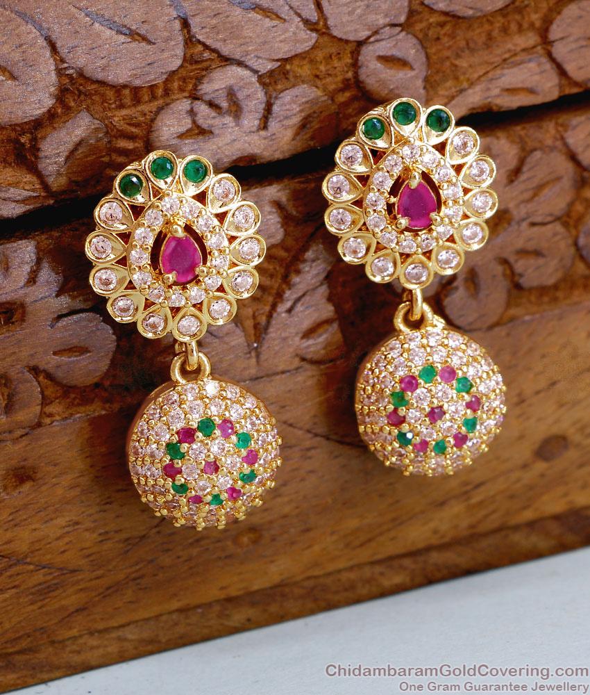 Latest Multi Stone Designer Gold Earring For Brides ER5047 Latest Multi Stone Designer Gold Earring For Brides ER5047