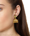 Traditional 1 Gram Gold Bridal Jhumkas With Stone ER5049 Traditional 1 Gram Gold Bridal Jhumkas With Stone ER5049