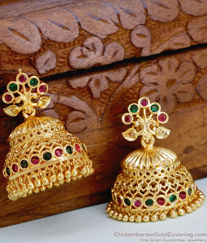 Big Size Beautiful Peacock Design Big Gold Jhumki Earring Online ER5050 Big Size Beautiful Peacock Design Big Gold Jhumki Earring Online ER5050