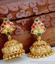 Medium Size Golf Plated Stone Jhumki Earring For Wedding ER5051