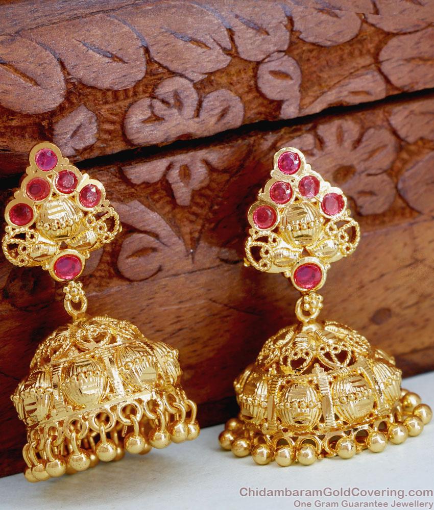 Attractive Ruby Stone Gold Plated Jhumki Earring For Women ER5052 Attractive Ruby Stone Gold Plated Jhumki Earring For Women ER5052