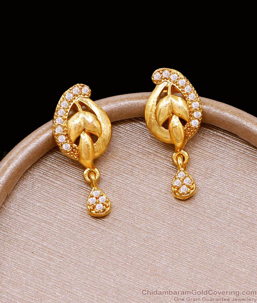 Daily Wear White Stone Fancy Stud Earring 1 Gram Gold Jewelry ER5060 Daily Wear White Stone Fancy Stud Earring 1 Gram Gold Jewelry ER5060