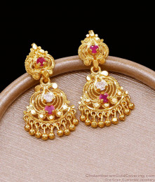 Beautiful Ruby Stone Gold Plated Dangler Earring For Wedding ER5062