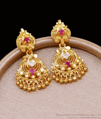 Beautiful Ruby Stone Gold Plated Dangler Earring For Wedding ER5062