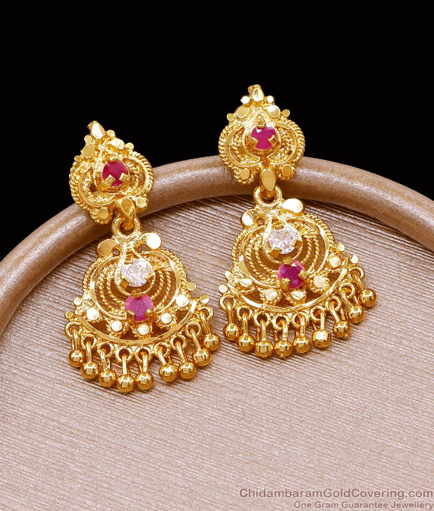 Beautiful Ruby Stone Gold Plated Dangler Earring For Wedding ER5062 Beautiful Ruby Stone Gold Plated Dangler Earring For Wedding ER5062