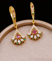 Latest Micro Gold Plated Hoop Earring With Multi Stone ER5063 Latest Micro Gold Plated Hoop Earring With Multi Stone ER5063