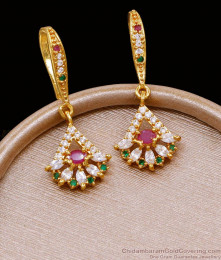 Latest Micro Gold Plated Hoop Earring With Multi Stone ER5063