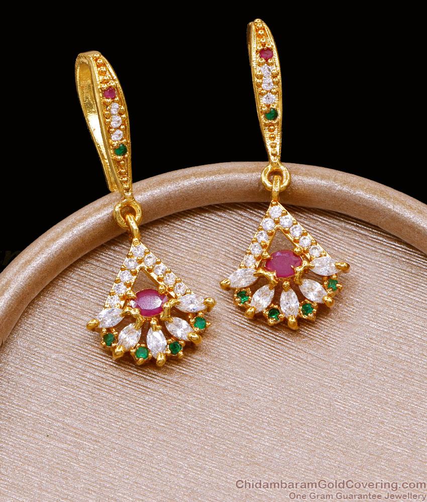 Latest Micro Gold Plated Hoop Earring With Multi Stone ER5063 Latest Micro Gold Plated Hoop Earring With Multi Stone ER5063