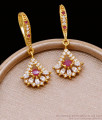 Stylish Ruby White Stone Gold Hoop Earring For Women ER5064 Stylish Ruby White Stone Gold Hoop Earring For Women ER5064