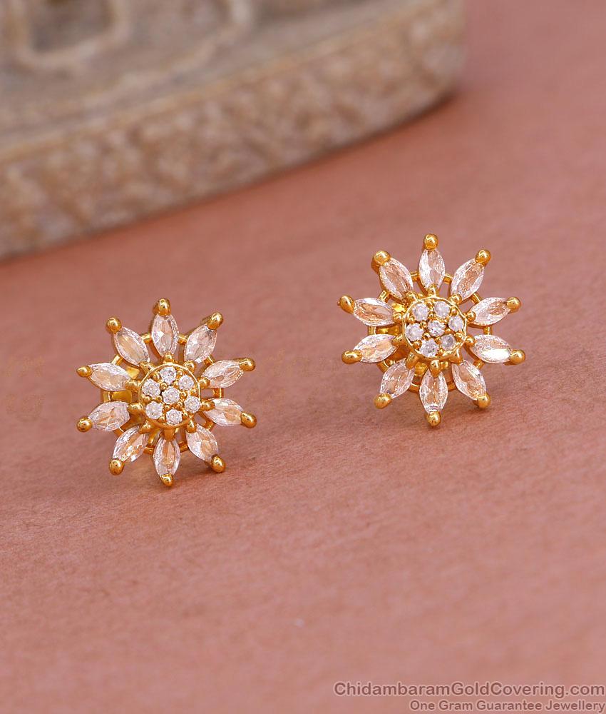 Glittering American Diamond Gold Finish Stud Earring Online ER5066 Glittering American Diamond Gold Finish Stud Earring Online ER5066