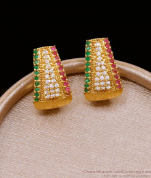 Multi Stone Screw Back Gold Stud Earring Designs For Women ER5068
