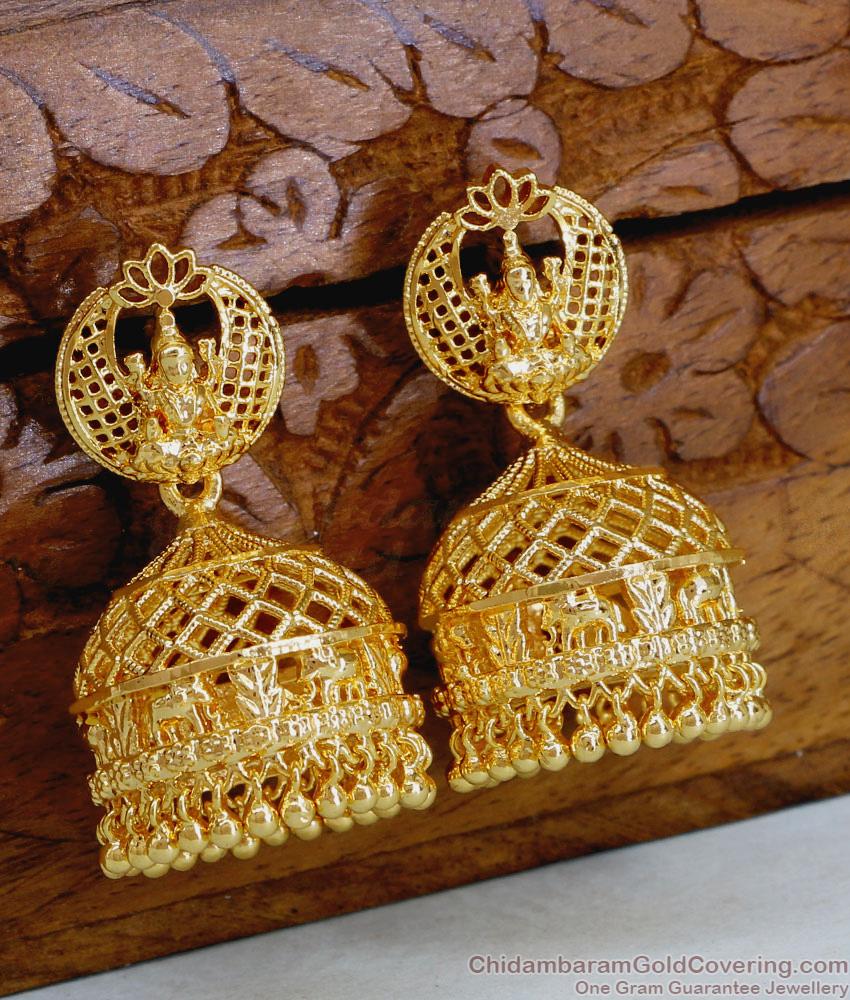 Medium Size Gold Imitation Jhumki Lakshmi Design ER5070 Medium Size Gold Imitation Jhumki Lakshmi Design ER5070