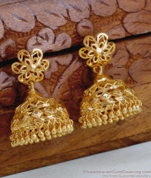 Stylish Flower Design Gold Imitation Jhumki Earring For Brides ER5073